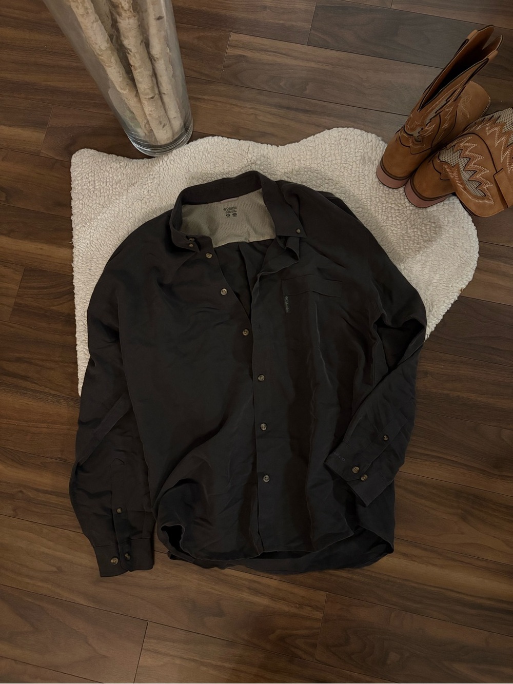 🖤COLUMBIA MEN’S BLACK LONG SLEEVE OUTDOOR BUTTON-UP SHIRT